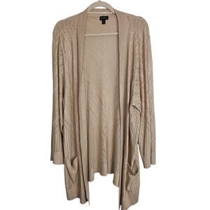 Torrid Sweater Torrid Cardigan Pointelle Sweater Women 2X Tan Knit Sweater Women
